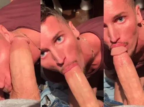 Sucking cock in the club bathroom