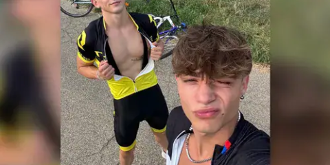 Samuele Cunto (sexysamu) fucks Edoardo Fresia (mynameisedo) in a field during a bike ride