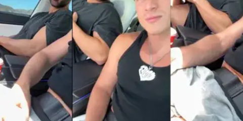 TikToker Tony Lopez (OnlyTonyLopez) and Nicolli Lerikos – fooling around with our cocks on a roadtrip