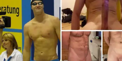 German Olympic swimmer Erik (stony) shows off his astronomically long white dick