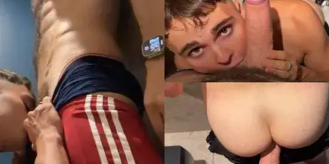 Hugo and friend from the gym fuck in the locker room bathroom, with a huge facial