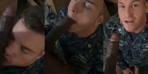 Navy sailor sucks BBC and swallows a load
