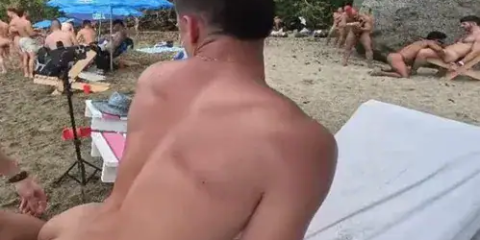 Another view of Austin Wolf fucking Zac Moore on a public beach