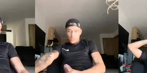 Santylicious jerks his massive cock, fills up a shot glass, and drinks it