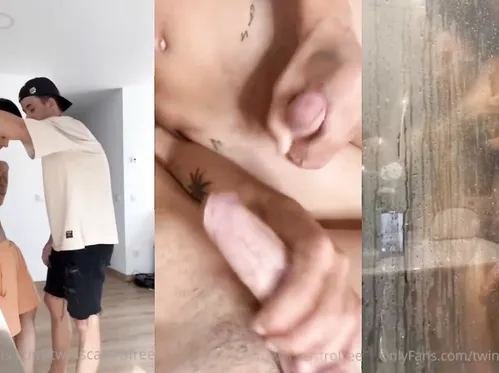 Twinscastrofree jerk together and shower after