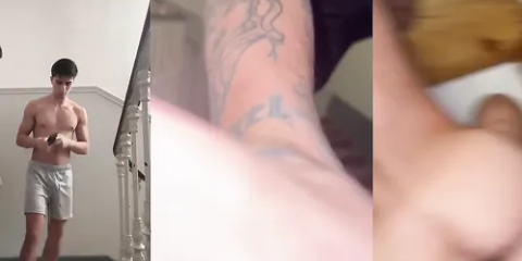 Hung twink Angel Elias fucks horny boy Nathan Luna in the stairwell with his long curved cock