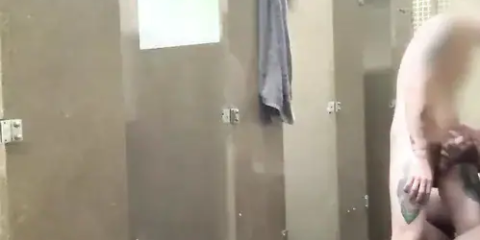 Fucking and sucking in the gym bathroom