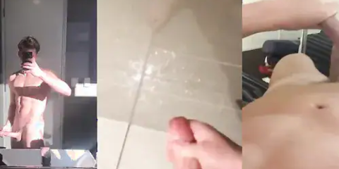 College swimmer shows off and jerks his big dick – a compilation