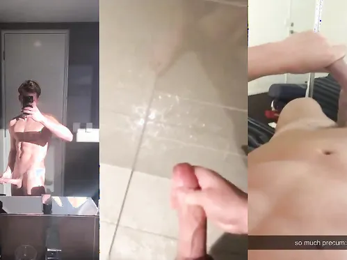 College swimmer shows off and jerks his big dick – a compilation