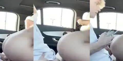 Young stud’s cock gets ridden in the back of the car