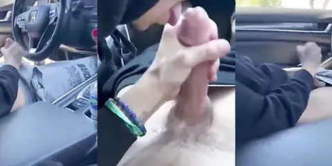Jerking together in the car and licking up the cum – daddywyte