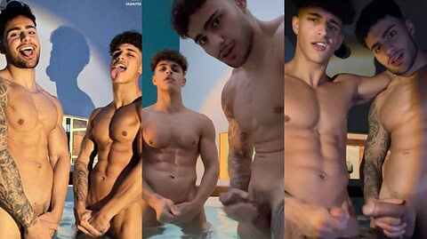 Sepanta and Fitnarad jerk off and cum together in the pool – Sepanta Arya (Hunksep)